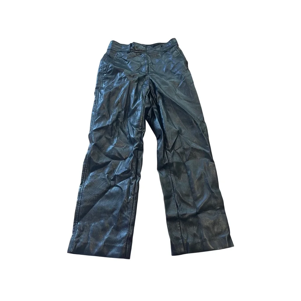 Babaton Command Pant Vegan Leather Black Straight Leg Trousers Size 00